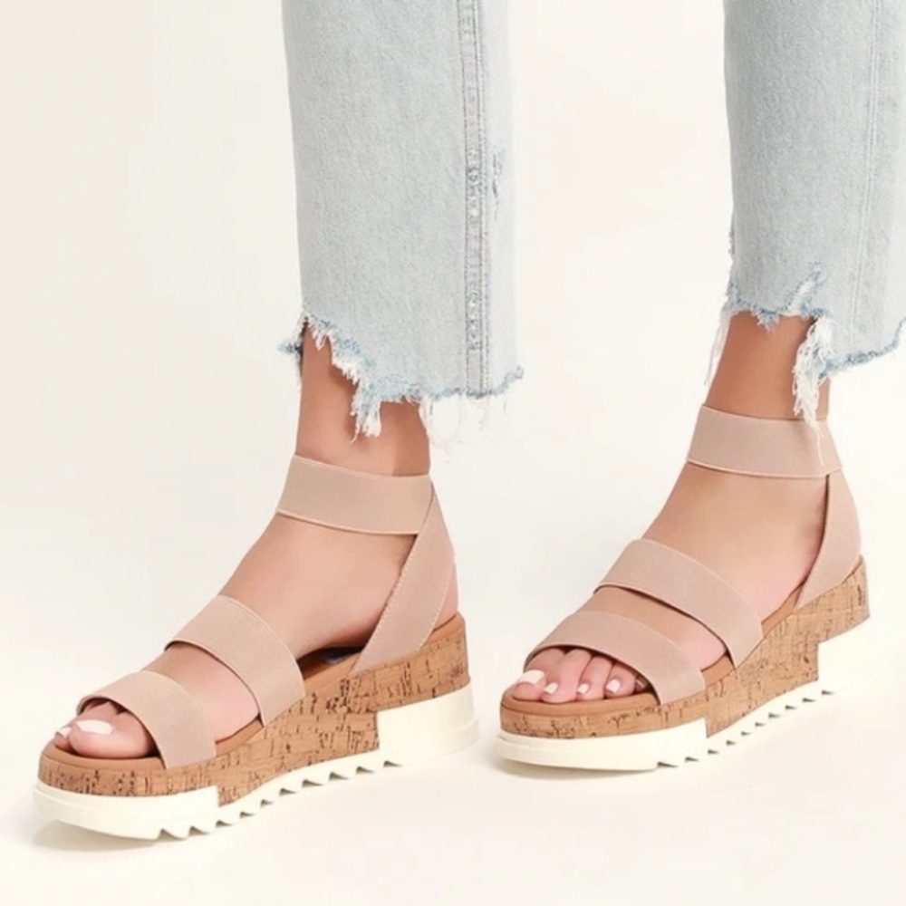 Steve Madden Bandi Elastic Cork Flatform Sandals
